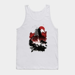 japan old castle - red & black print Tank Top